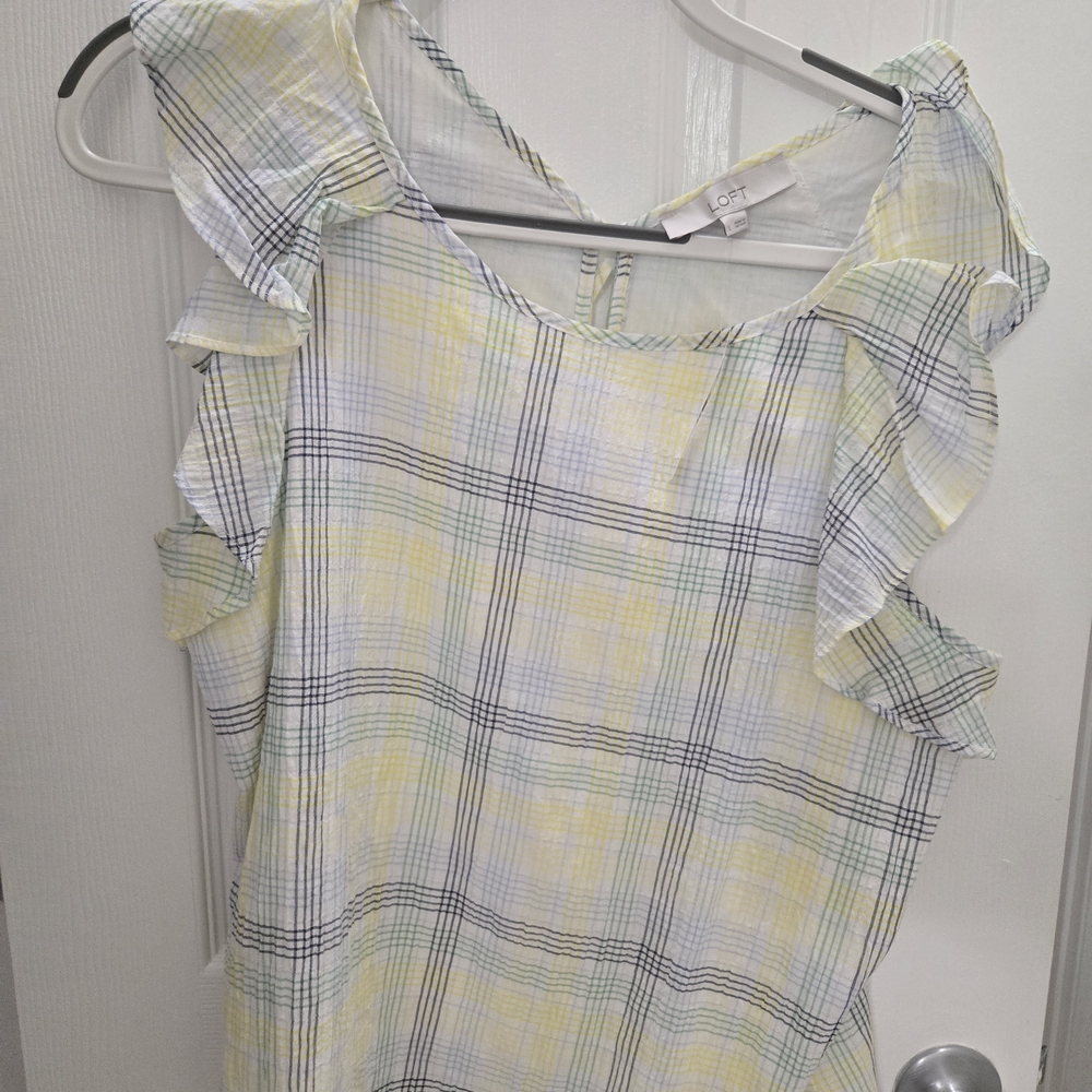 Plaid Ruffle Sleeve Top